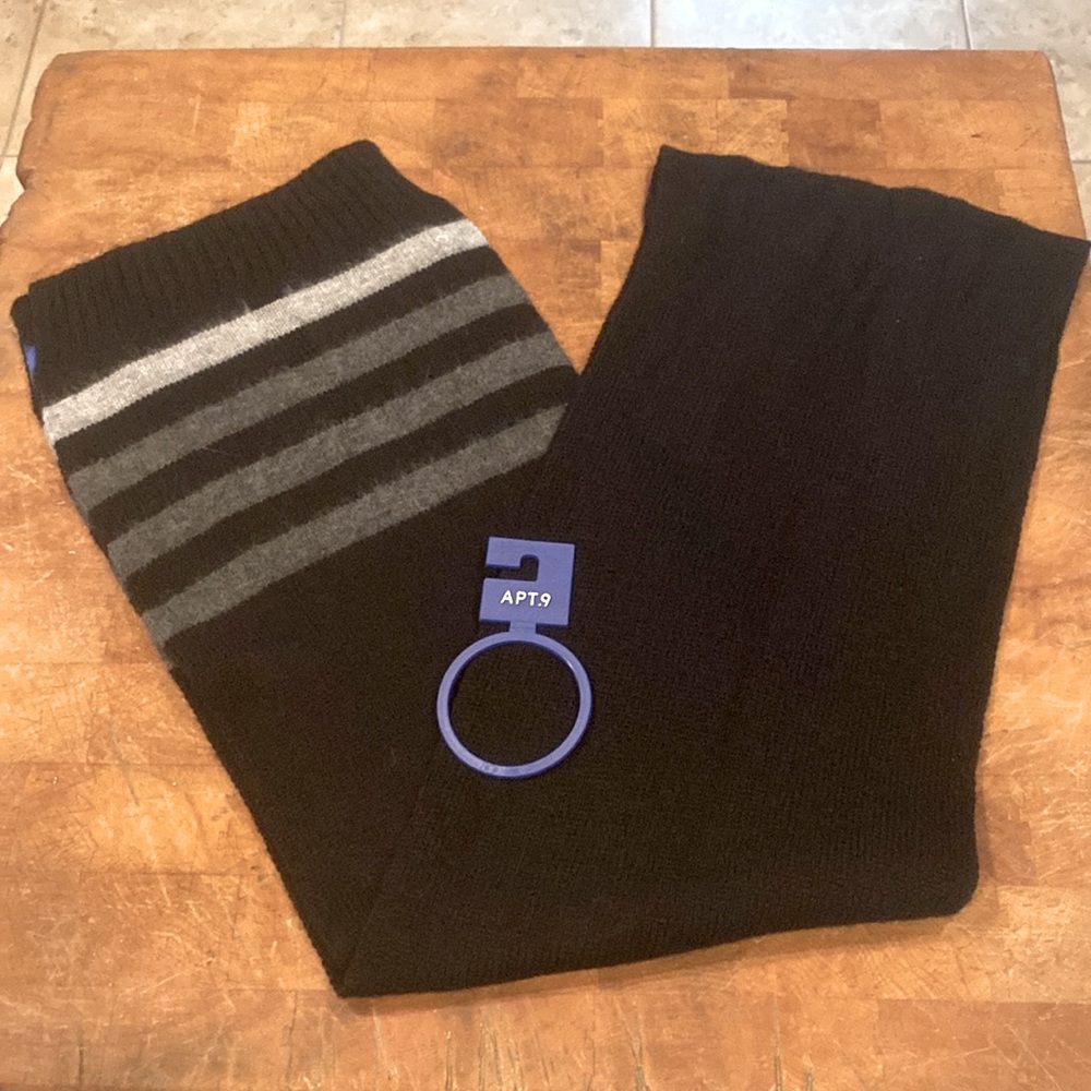 Black and Gray Striped Scarf